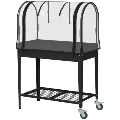 Outsunny Jardinière surélevée 2 roulettes 80x40x120cm