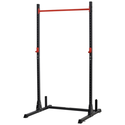 HOMCOM Squat Rack Acier Réglable 32 Niveaux Barre Noir