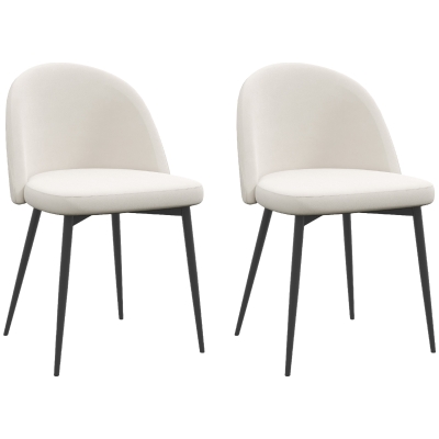 HOMCOM Lot de 2 Chaises Salle à Manger Velours Métal Scandinave