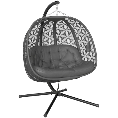 Outsunny Double Hanging Chair with Cushion Charcoal Grey
