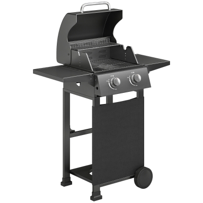 Outsunny Barbecue a Gas 2 Bruciatori con Termometro, Nero