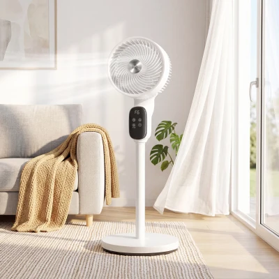 HOMCOM Silent Pedestal Fan 39" 8-Speed Remote Adjustable White
