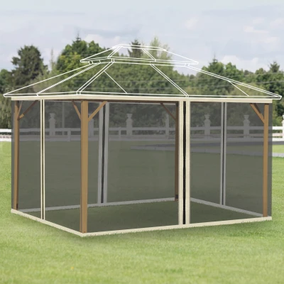 Outsunny 4 Paneles Laterales 3,5x2 m para Carpa de Jardín Tela Mosquitera para Cenador Gazebo con Cremalleras y Anillas Negro