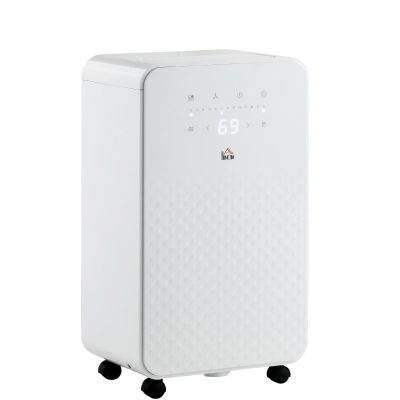 HOMCOM Portable Dehumidifier 12L/Day Air Purifier White