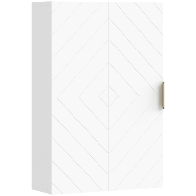 kleankin Mueble para Baño Suspendido con 1 Asa de Acero y Estantes Ajustables Estilo Moderno 40x15x60 cm Blanco