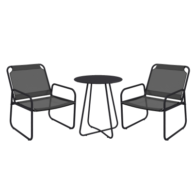 Outsunny Salon Jardin 3Pcs Acier Tissu Gris