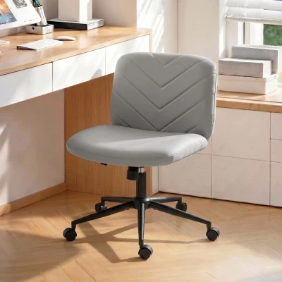 HOMCOM Retro Fabric Swivel Beauty Chair with Arms for Teens
