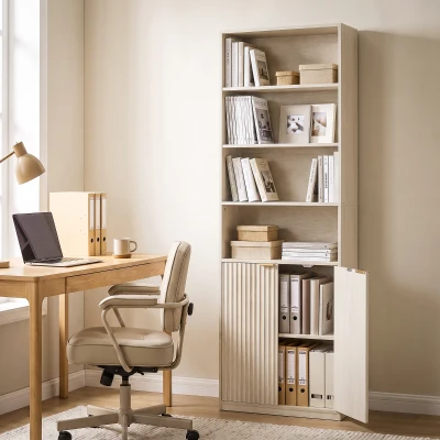 HOMCOM Bookcase 6-Tier Adjustable Shelf Oak Wood Effect