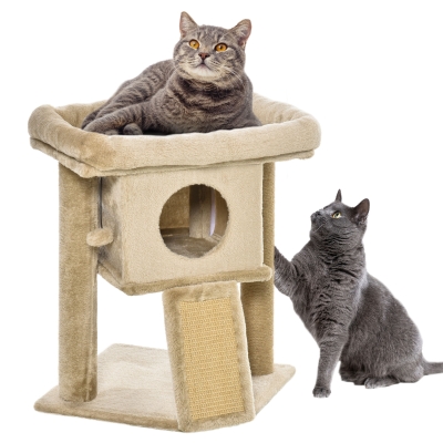 PawHut Cat Tree Tower Activity Centre with Scratching Pad - Coffee
