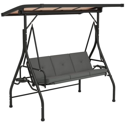 Outsunny 3-Seater Swing Chair Convertible Hammock Dark Grey