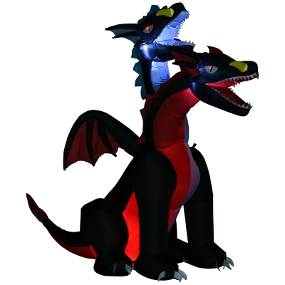 HOMCOM 7FT Inflatable Dragon with LED Lights Halloween Decor