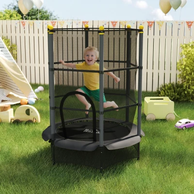 HOMCOM Trampolín para Niños de +3 Años Ø140 cm con Red de Seguridad y Marco de Acero para Interior y Exterior Negro