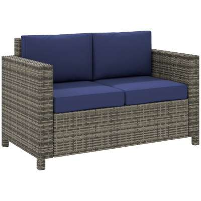 Rattan Sofa 130W x 70D x 80H cm Navy blue