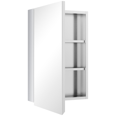 kleankin Spiegelschrank, Badschrank, 3 Regalfächer, rostfreier Metallrahmen, 39x12x60cm, Silber