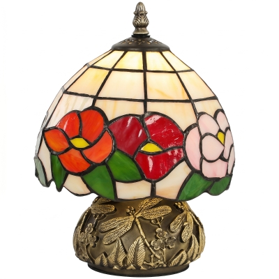 HOMCOM Tiffany-Style Table Lamp Dragonfly Base Multi-Coloured