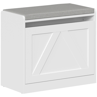 HOMCOM Banco Sapateira com Gaveta Basculante, 60x30x52 cm, Branco