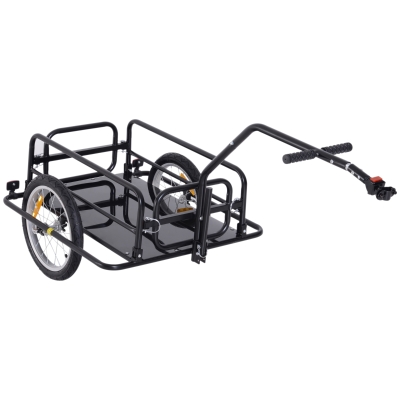 HOMCOM Remorque Vélo 70L Pliable Acier Noir 40Kg Max