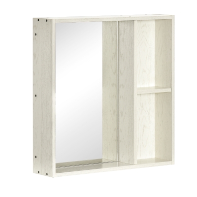 kleankin Armario con Espejo para Baño con Estantes Mueble para Baño Estilo Moderno 63x15x65 cm Blanco