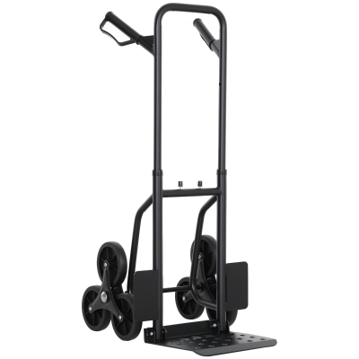 DURHAND Diable d'Escalier Pliable 120kg Acier 6 Roues Noir