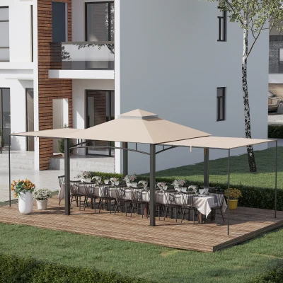 Outsunny Gazebo da Giardino 3x3 m con Tenda Parasole Laterale