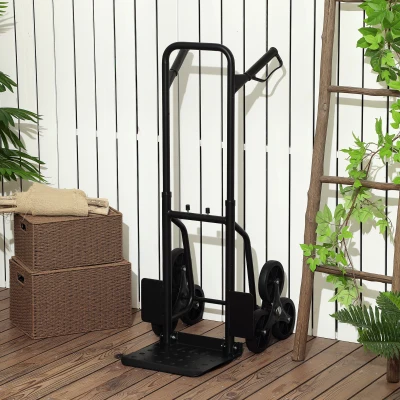 DURHAND Diable d'Escalier Pliable 120kg Acier 6 Roues Noir