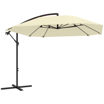 Outsunny Ombrellone a Sbalzo con Copertura Regolabile Crema
