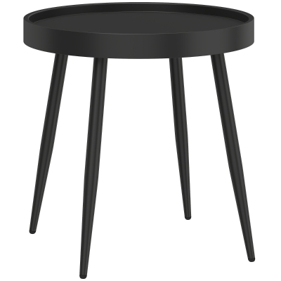 Outsunny Round Garden Coffee Table Metal Legs Black 49.5cm
