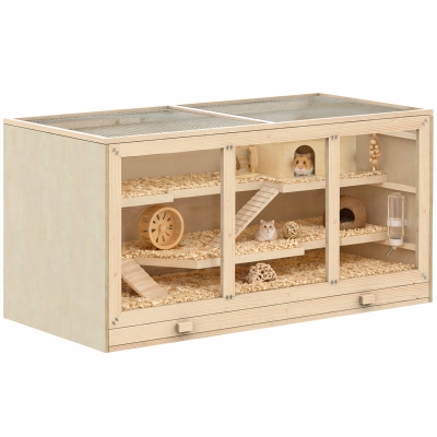 Outsunny Gabbia Criceto in legno Animali Piccoli Roditori 115x60x58cm