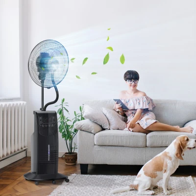 HOMCOM Ventilateur Brumisateur 90W Noir Silencieux