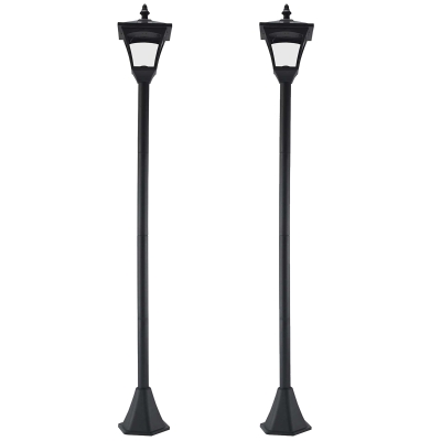 Outsunny Set of 2 Solar Post Lamps Dimmable LED IP44 1.2M Black