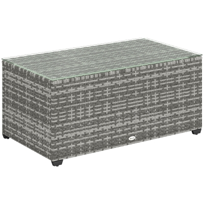 Rattan Side Table 90L x 50W x 38Hcm Light Grey