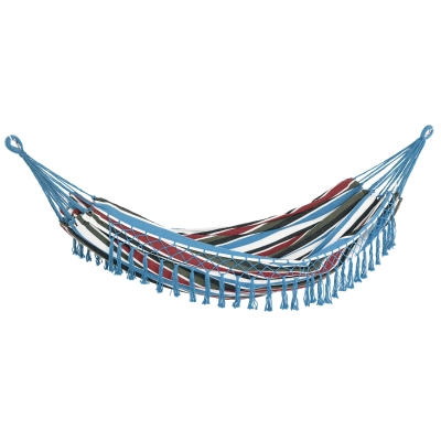Outsunny Hamaca Doble Portátil de Algodón 285x150 cm con Bolsa de Transporte para Exteriores Patio Jardín Playa Camping Carga 120 kg Multicolor