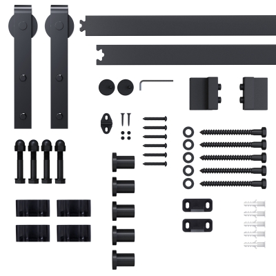 HOMCOM Schiebetüren-Beschlagsatz,  paltzsparend, leise, universell einsetzbar, 200 cm x 40 cm x 0,6 cm, Schwarz