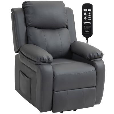 HOMCOM Power Lift Recliner Chair PU Leather Massage Dark Grey