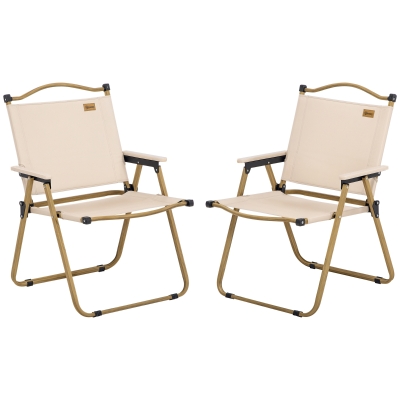 Outsunny Chaises Camping Pliantes Tissu Oxford Kaki 2pcs