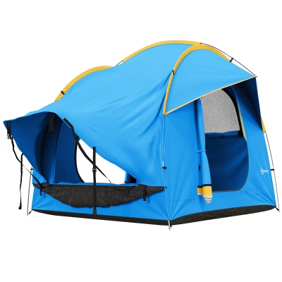 Outsunny Autozelt Campingzelt, 3 Türen, wetterbeständig, 239cm x 210cm x 210cm, Orange + Blau