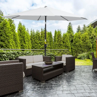 Outsunny Parasol Inclinable Métal Blanc Ø3m
