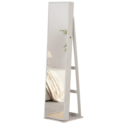 HOMCOM Specchio Portagioie a LED con 4 Scaffali e Spazi Bianco