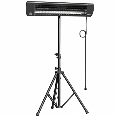 Outsunny Radiateur Infrarouge Pied 2500W Hauteur Réglable Noir