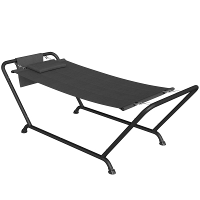 Outsunny Freestanding Hammock w/Stand & Headrest Dark Grey