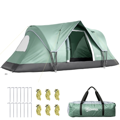 Outsunny 5-6 Man Tunnel Tent UV Protection Dark Green