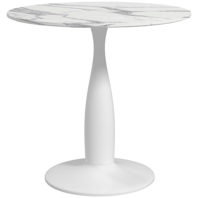 HOMCOM Round Dining Table Steel Base Space Saving