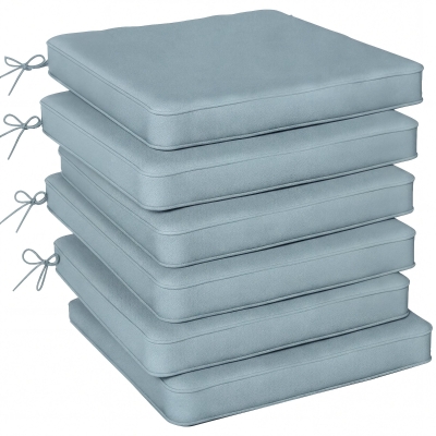 Outsunny Set of 6 Chair Cushions with Straps Light Grey