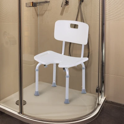 HOMCOM Chaise de Douche Réglable Antidérapante Blanc