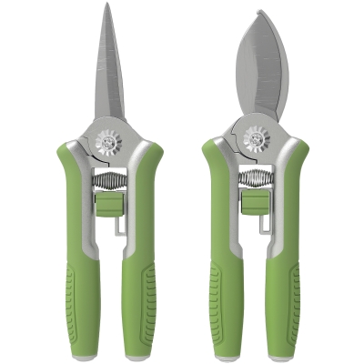 Outsunny Gartenwerkzeug Set 2 Stück Garten Werkzeug aus Edelstahl Gartengeräte mit Gartenschere Astschere Grün+Silber