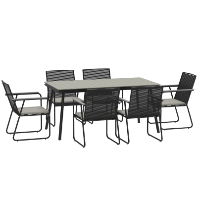 Outsunny 6-Seater Rattan Dining Set with Cushions Grey