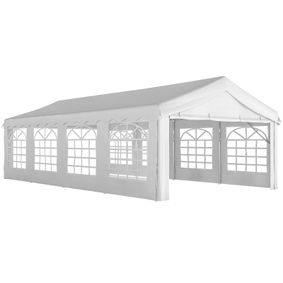 Outsunny Carpa para Fiestas 4x8 m Carpa de Jardín con Paredes Extraíbles Puerta y Ventanas UPF50+ para Boda Camping Blanco