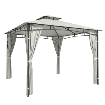 Outsunny Tonnelle Extérieur 3x3m Toit Rétractable UV50+ Crème