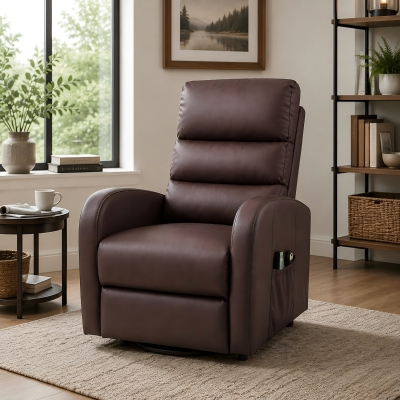 Power Lift Recliner Massage Chair with Heat & Vibration, Brown