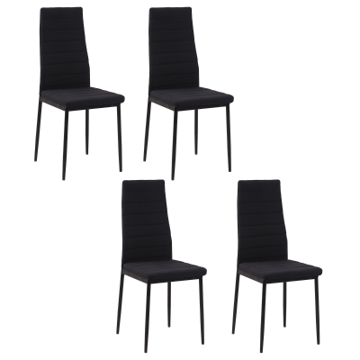 HOMCOM Set 4 Chaises Modernes Métal Tissu Noir Salle à Manger